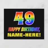Carte Postale 49e anniversaire : Bold, amusant, simple, arc-en-c (Devant)