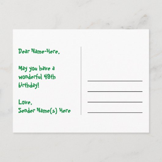 Carte Postale 49e anniversaire : Fun Hearts Motif, Arc-en-ciel 4 (Dos)