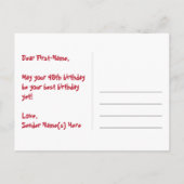 Carte Postale 49e Anniversaire: Rayures roses & Cœurs, Arc-en-ci (Dos)