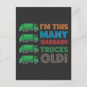 Carte Postale 4 An Vieux Garbage Boy Camion 4e anniversaire