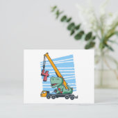 Carte Postale 4 ans 4e anniversaire grue mobile dinosaure (Debout devant)