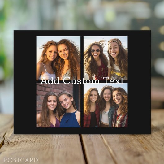 Carte Postale 4 Collage de photos - vous pouvez changer la coule