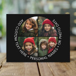 Carte Postale 4 Collage photo avec courbure Texte personnalisé a<br><div class="desc">Ajoutez 4 photos et du texte pour faire une conservation spéciale pour un ami ou un événement familial. La bordure et l'arrière - plan sont noirs mais peuvent être changés dans la zone de conception avancée. Utilisez vos photos Instagram carrés pour obtenir les meilleurs résultats ! POUR MODIFIER L'ARRIÈRE -...</div>