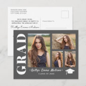 Carte Postale 4 Collage photo Script moderne Gris Grad (Devant / Derrière)