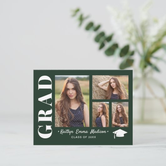 Carte Postale 4 Collage photo Script moderne Vert Grad (Debout devant)