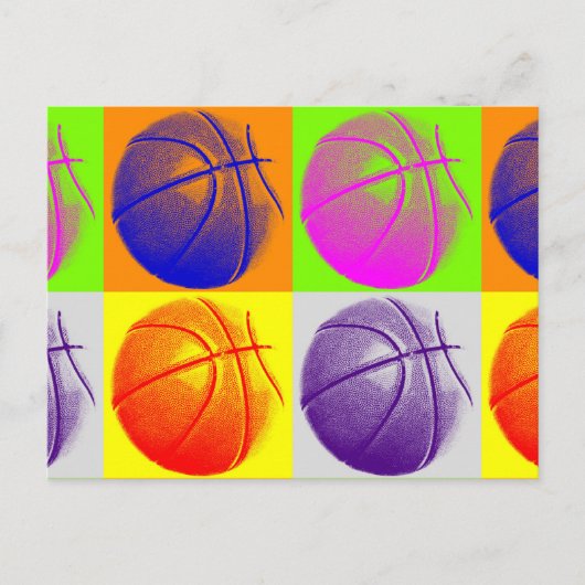 Carte Postale 4 couleurs Pop Art Basketball (Devant)