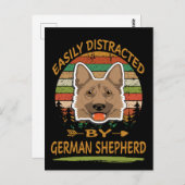 Carte Postale 4 Facilement Distrait Par Le Berger Allemand (Devant / Derrière)