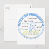 Carte Postale 4 février Anniversaire - Aquarius (Devant / Derrière)