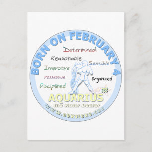 Carte Postale 4 février Anniversaire - Aquarius