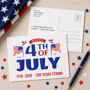 Carte Postale 4 juillet 250 ans de liberté 1776 2026