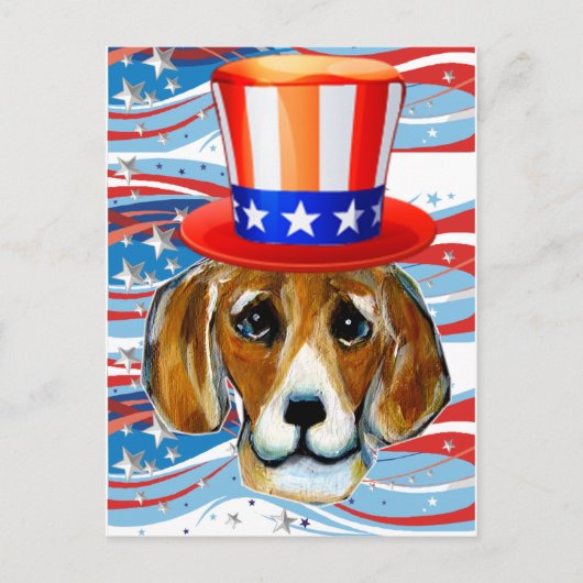 Carte Postale 4 juillet Beagle (Devant)