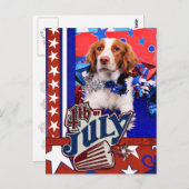 Carte Postale 4 juillet - Brittany Spaniel - Charlie (Devant / Derrière)