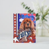 Carte Postale 4 juillet - Cavalier King Charles Spaniel - Cooper (Debout devant)