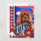 Carte Postale 4 juillet - Cavalier King Charles Spaniel - Cooper (Devant / Derrière)