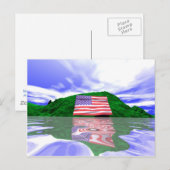 Carte Postale 4 juillet Drapeau américain et Green Hills (Devant / Derrière)