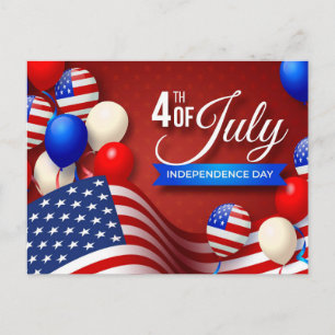 Carte Postale 4 juillet Drapeau américain Fête de l'Indépendance