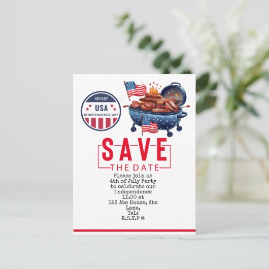 Carte Postale 4 juillet Enregistrer la date fête de l'indépendan (Debout devant)