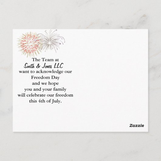 Carte Postale 4 juillet fête (Dos)