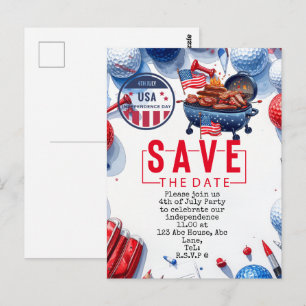 Carte Postale 4 juillet Fête de l'Indépendance Golfeur fête