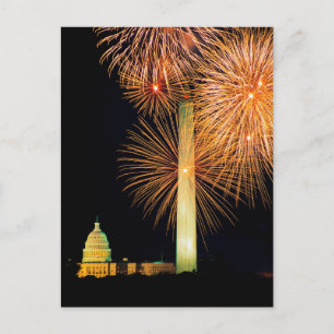 Carte Postale 4 juillet, Firework Display, Skyline
