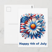 Carte Postale 4 juillet florale (Devant / Derrière)