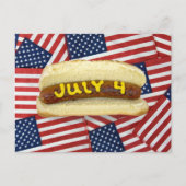 Carte Postale 4 juillet hot dog sur drapeaux (Devant)