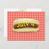 Carte Postale 4 juillet Hot Dog sur Red En vichy (Devant / Derrière)