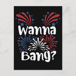 Carte Postale 4 juillet Humour Adulte Hommes Feu d'artifice Plai