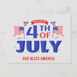 Carte Postale 4 juillet Joyeuse fête de l'Indépendance Dieu béni