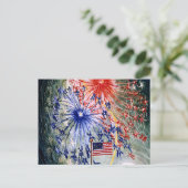 Carte Postale 4 juillet, numéro 1, peinture d'art (Debout devant)