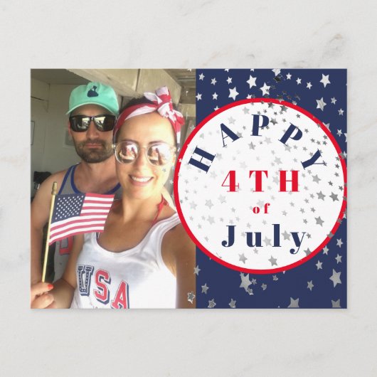 Carte Postale 4 juillet photo Red White Blue Stars (Devant)