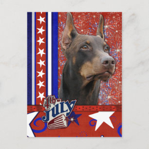 Carte Postale 4 Juillet Pirate - Doberman - Rouge - Rocky