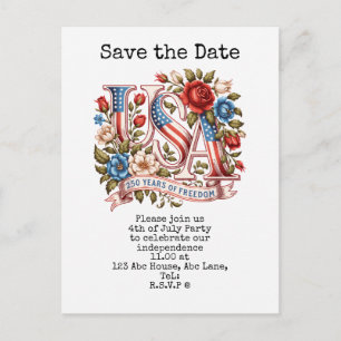 Carte Postale 4 juillet, réservez la date Fête de l'Indépendan