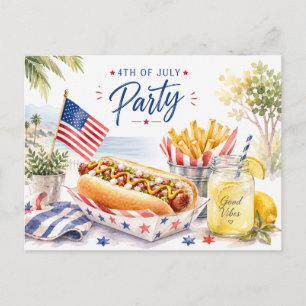 Carte Postale  4 juillet, réservez la date  Fête de l'Indépendan