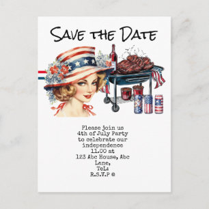 Carte Postale 4 juillet, réservez la date Fête de l'Indépendan