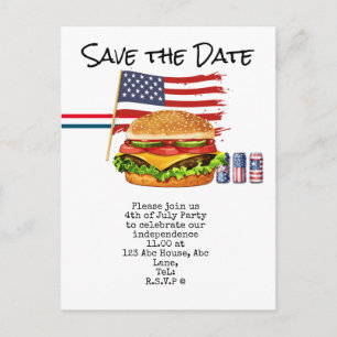 Carte Postale 4 juillet, réservez la date Fête de l'Indépendan