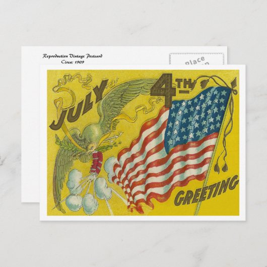 Carte Postale 4 juillet Salutation (Devant / Derrière)