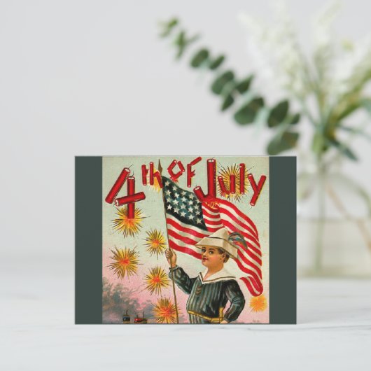 Carte postale 4 juillet vintage (Debout devant)
