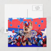 Carte Postale 4 juillet - Yorkie - Vinnie (Devant / Derrière)