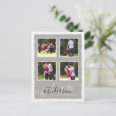 Carte Postale 4 Photo Collage Ajouter Nom de famille Gris (Debout devant)