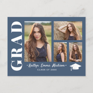 Carte Postale 4 Photo Collage Script moderne Dusty Blue Grad