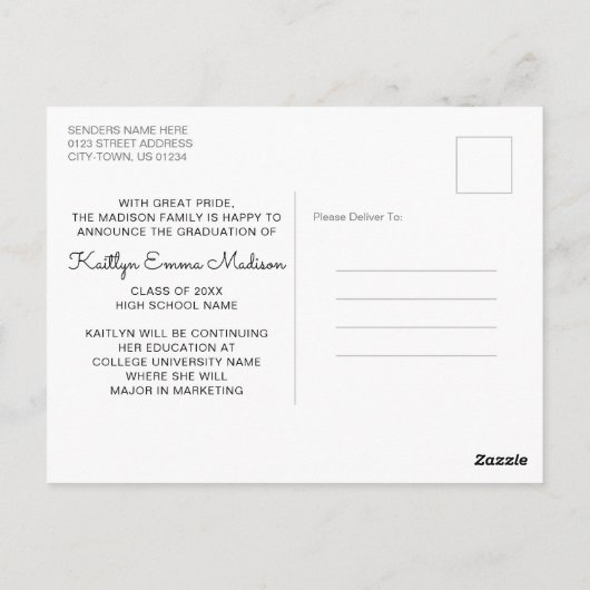 Carte Postale 4 Photo Collage Script moderne Rouge Grad (Dos)