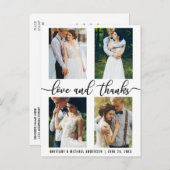 Carte Postale 4 Photo Modern Mariage Love and Thanks Script (Devant / Derrière)