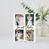 Carte Postale 4 Photo Moderne Brush Script Mariage Love Thanks (Debout devant)