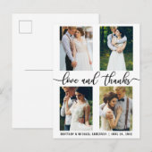 Carte Postale 4 Photo Moderne Mariage Amour et Merci (Devant / Derrière)