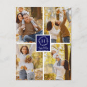 Carte Postale 4 photos Collage Happy Holidays Christmas Blue (Devant)