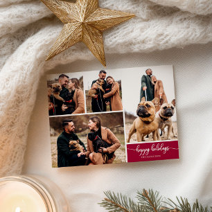 Carte Postale 4 Photos Collage Joyeuses Fêtes Modernes Noël