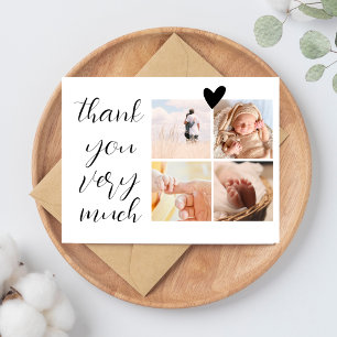 Carte Postale 4 Photos Collage Minimaliste Baby shower Merci