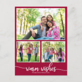 Carte Postale 4 photos Collage Warm Wishes Modern Christmas (Devant)