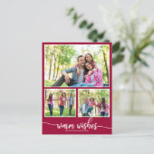 Carte Postale 4 photos Collage Warm Wishes Modern Christmas (Debout devant)
